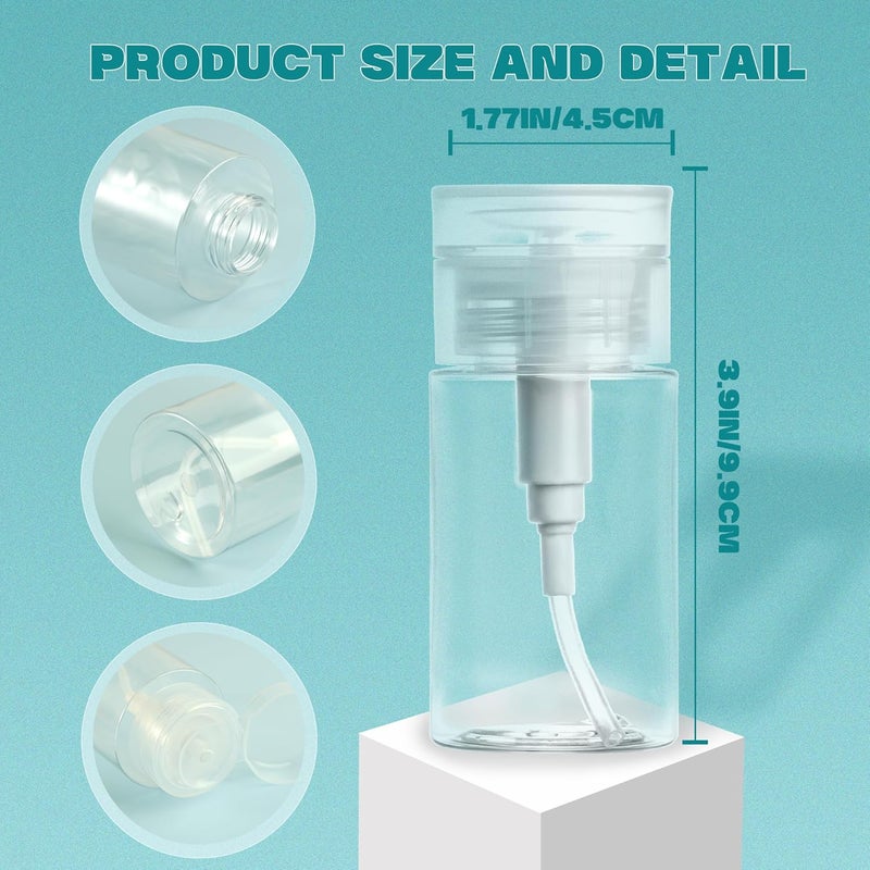 ETTSNU 3 Pack Push Down Pump Dispenser,Clear Push Top Empty Bottles with DIY Stickers for Alcohol,Nail Polish,Makeup Remover,Toner (80ml) - Image 3